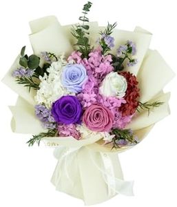 GLAMOUR BOUTIQUE Preserved Flowers Bouquet - Flowers Roses Forever in a Box with Hydrangeas, Gift Ready for Anniversary, Birthday, Valentine's Day, Mother's Day, Flower Eternal for Delivery - Purple