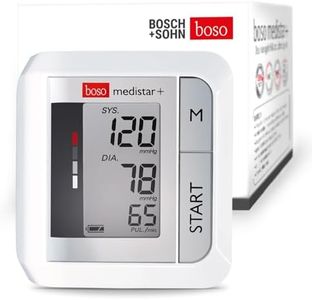 BOSCH + SOHN boso medistar+ – Handgelenk-Blutdruckmessgerät mit Speicher für 90 Messungen, extra großem Display und Arrhythmie-Erkennung – Inkl. Handgelenkmanschette (13,5-21,5 cm)