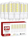 Shine Decor G9 Led Bulbs, 5W Cool White 6000K, Non-dimmable Energy Saving Light Bulbs, 450LM, Equivalent to 50W Halogen for Chandelier Ceiling Lights Wall Light, 6 Pack