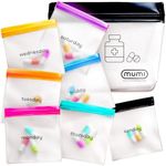 mumi Pill Pouch Set, 7 Mini Zip Pill Organizers, Large Reusable Travel Pill Container, Color-Coded Medicine Bags, Organize Pills & Small Items