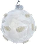 Kurt Adler 80MM Glass White Pearl 6-Piece Ball Ornament Set