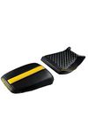 Elegant Leather Twin Cameo Sports Bike Seat Cover Compatible with TVS Raider 125, Black and Yellow