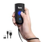 Tera Barcode Scanner Wireless Portable: 1D Laser Mini Bar Code Reader 3 in 1 Compatible with Bluetooth USB Wired Waterproof Pocket Scanners Work with Windows Android iOS Tablet PC 1100L Blue