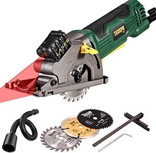 Mini Circular Saw with Laser, TECCPO 4.8Amp 3-3/8” Compact Circular Saw, 3700 RPM Fine Copper Motor, Scale Ruler, 3 Blades for Wood, Tile, Soft Metal and Plastic Cuts - TAPS22P