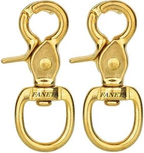 Faneta Quality Solid Brass 2-3/4" Trigger Snap Hooks 5/8" Swivel Round Eye Scissor Snap Clips Heavy Duty for Pet Leashes, Purse Straps and Belting Leathercraft (Pack of 2)