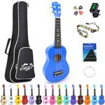 Amdini 21 inch Soprano Ukulele Basswood Acoustic Mini Guitar for Beginner Kid Starter with Case Strap Tuner Picks Strings Primary Tutorial