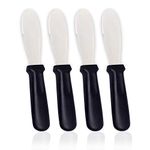 AnapoliZ Butter Spreader Knives | 4 PCS Wide Blade Stainless Steel Spreader Knife | Black Plastic Handle Spreading Knives | Sandwich Condiment Spreader | Bread Knives Set of 4 | Soft Cheese Spreader