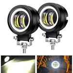 Kairiyard 3inch LED Motorcycle Driving Lights 60W 6000K Auxiliary Spotlights with DRL/Angel Eye Off Road Light Pod 6000lm LED Fog Work Light for Motorcycle Truck SUV UTV ATV Tractor, 2Pcs