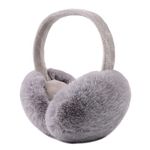 XIAOHAWANG Warm Winter EarMuffs for Women Fluffy Ear Warmer Foldable Outdoor Adult Ear Covers (Gray)