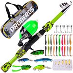 Pure Vie Kids Fishing Rod Set, 38 PCS Portable Telescopic Fishing Rod and Reel Combo with Fishing Lures and Fishing Pole, Tackle Boxes for Fishing, Fishing Kit for Boys, Girls, Youth(1.2m Green)