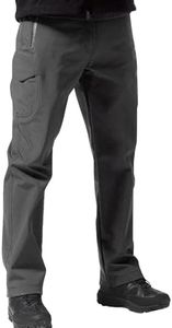 FREE SOLDIER Men's Outdoor Softshell Fleece Lined Cargo Pants Snow Ski Hiking Pants with Belt (Chocolate Gray 32W/32L)