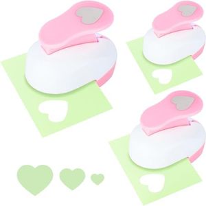 LOVEINUSA 3PCS Paper Punches for Craft, Paper Punch Heart Shapes Pink Paper Craft Puncher for Wedding Day Scrapbooking Greeting Card DIY Albums