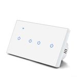 Smart Light Switch 4 Gang, Wifi Smart Touch Switch Smart Wall Light Switch Works With for ALEXA, Voice Control Remote Control, Multi-Control By App, Compatible With Fortuya App Foralexa Forgoogle Home