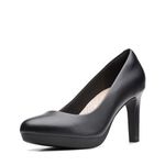 Clarks womens Ambyr Joy Pump, Black Leather, 8.5 Wide US