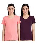 Amazon Brand - Symbol Women's Solid Regular T-Shirt (2VN19_Pink&Purple M)