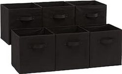 Amazon Basics Collapsible Fabric Storage Cubes Organizer with Handles, 10.5"x10.5"x11", Black - Pack of 6