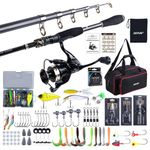 Goture Fishing Rod and Reel Combos, Telescopic Pole Spinning Reel Lures Set, Telescopic Fishing Rod Fishing Kit for Travel Saltwater Freshwater B1 2.1M