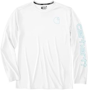 Carhartt Men's Force Sun Defender Lightweight Long-Sleeve Logo Graphic T-Shirt, White