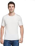 Viamulion Mens Silk Knitted T Shirt 100% Pure Mulberry Silk Sleep T Shirt Soft Cool Performance Crew Neck Casual Undershirt, White, Small