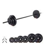 Phoenix Fitness 20kg Adjustable Barbell Weight Set – Knurled Steel Bar with Vinyl Weight Plates – Barbell Set for Strength Training at Home & Gym
