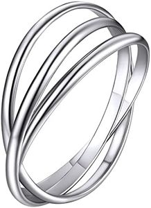 Lot Bague Argent 925 Femme Triple Anneaux Entrelacés 52 3 en 1 Anneau Fin Multiple Phalange Cercles pour Enfant Fille Cadeau pour Petite Amie Soeur Jeune Ado Bijoux Auriculaire pour Amie BFF
