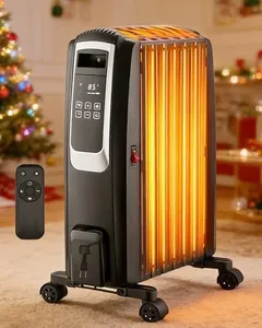 Oil Filled Radiator Heater, Electric Radiant Heaters for Indoor Use Large Room, Portable Space Heater with ECO Mode, Quiet Heating with Remote Control, 24H Timer, Tip-over & Overheat Protection