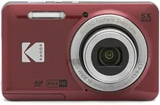 KODAK PIXPRO FZ55-RD 16MP Digital Camera 5X Optical Zoom 28mm Wide Angle 1080P Full HD Video 2.7" LCD Vlogging Camera (Red) Packaging May Vary