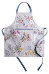 100% Cotton Kitchen Apron Equinoxe Maison d' Hermine 1 Piece Adjustable Neck Strap Apron, with Center Pocket & Long Ties for Chef, Women & Men Party use Thanksgiving/Christmas (Grey, 27.50"x31.50")