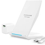 NANAMI Fast Wireless Charger, Qi Wireless Charging Stand with Wall Charger for iPhone 16/15/14 Pro Max/13/12/SE 2/11/XS/XR/8 Plus, 10W for Samsung Galaxy S24 Ultra/S23/S22/S21/S20 fe/S10,Pixel 6 5,LG