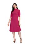 PURVAJA Women's Corduroy Fit and Flare Knee-Length Dress Ruby-114-PN-Small_Pink