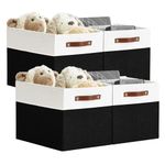 DECOMOMO Cubby Storage Bins | 13x15x13inch Fabric Storage Cubes for Kallax Shelves Cloth Nursery Decorative with Handles (Black and White, 13x15x13- 4P)