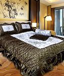 LushHavenDecor 4 Piece VIP Satin Double Bed Bedding Set Dark Green Color - 2 Pillow Cover 1 Beautiful Fitted Satin bedsheet 1 Satin ac comfortor Quilt/razai King Size Wedding Bedding Set.