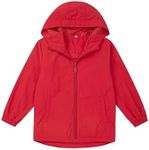 EIGIOO Boys Girls Windbreaker Hooded Jackets Lightweight Packable Jacket Toddler Rain Coats Red 4 Years