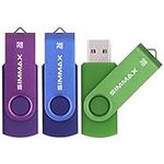 SIMMAX 32GB USB Flash Drives 3 Pack 32GB Memory Stick Swivel Design Thumb Drive USB Stick (32GB Purple Blue Green)