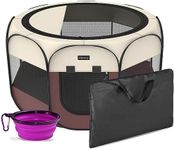 Hepeeng Portable Foldable Pet Dog Cat Playpen and Puppy playpen Pet Tent with Carrying Case Collapsible Travel Bowl Indoor/Outdoor Use with Water Resistant and Removable Shade Cover