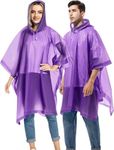 Pivalo EVA Poncho Raincoat Transparent Hooded Water Resistant Rain Jacket with Sleeves for Women Men Camping Rainy Season Travel - Purple