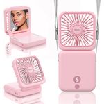 Portable Handheld Fan, EasyAcc Mini Fan Makeup/Eyelash Mirror 5000 Battery Rechargeable Personal Neck Fan 32H/5 Speed/Backup Power/Digital Display/Phone Stand fan for Outdoor Travel Gifts Women Girls