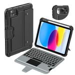 Nillkin iPad 10th Generation Case with Keyboard 10.9“ 2022,Detachable Keyboard, Slide Camera Cover,7 Backlight Colors, Precise Trackpad, Compatible with iPad 10th Generation,Black