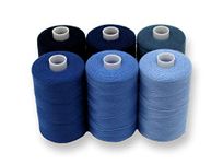 BlesSew Sewing Thread in Blue Color Tones – 6 Spools of Polyester Thread for Sewing Machine for Beginners, Hand Stitching & Quilting - 1000 yds per Spool