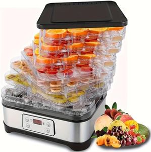 Delavala Food - Dehydrator, 8 Trays, Fruit Vegetable Dehydrator with Timer and Temperature Settings, LED Display, 400 W, Transparent