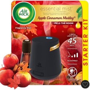 Air Wick Essential Mist Starter Kit (Diffuser + Refill), Apple Cinnamon, Fall scent, Fall spray, Essential Oils Diffuser, Air Freshener