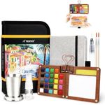 Pagather 24 Colors Mini Watercolor Travel Set, Portable Watercolor Kit with Water Brush, Pocket Size Painting Set for Beginners, Hobbyists & Artists