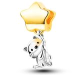 NUJIFFY 925 Sterling Silver Charms Beads for Bracelets Necklaces, Airplane Passport Sister Heart Coffee Music Book Travel Pendant, Pink Color Cute Animal Jewelry Graduation Birth Gifts for Women Men,