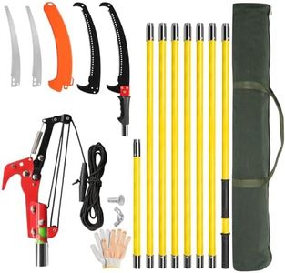 VINGLI Manual Pole Saw for Tree Trimming, 26 ft Extendable Tree Pruner, Sharp Steel Blade and Scissors, High Tree Branch Cutter with Lightweight 8 Fiberglass Long Handles, for Pruning Palms and Shrubs