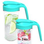 Masontops Multi Pour Top Mason Jar Lid with Handle - Regular Mouth Mason Jar Pour Spout Lid Pourer - Ball Mason Jar Pitcher Lid with Handle and Flip Cap – Glass Mason Jar Pitcher Not Included 2 Pack