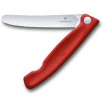 Victorinox Swiss Classic Vegetable Knife, Camping Knife, Picnic, Sharp Blade, Serrated Edge, 11 cm, Robust Plastic Handle, Stainless Steel, Red