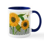 CafePress Modern Vintage Sunflower Mugs 11 oz (325 ml) Ceramic Coffee Mug