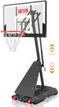 IGL Basketball Hoop Outdoor 48 Inch, Height Adjustable 5.3-10 FT, Portable Basketball Goal with Shatterproof Backboard for Kids Teens Adults, Backyard Driveway