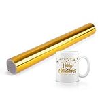 Permanent Vinyl for Cricut, 11.8" x 4.9FT Outdoor Self Adhesive Vinyl Roll, Gold Cricut Vinyl Roll for Mug, Cup, Window, Car, Home Decal, Party Decoration, DIY Arts Crafts