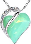 Leafael Valentine's Day Necklaces for Women, Infinity Love Heart Pendant with Jade Opal Green Healing Stone for Luck, Silver Plated 18 + 2 inch Chain, Jewelry Birthday Gifts for Wife Girlfriend Her